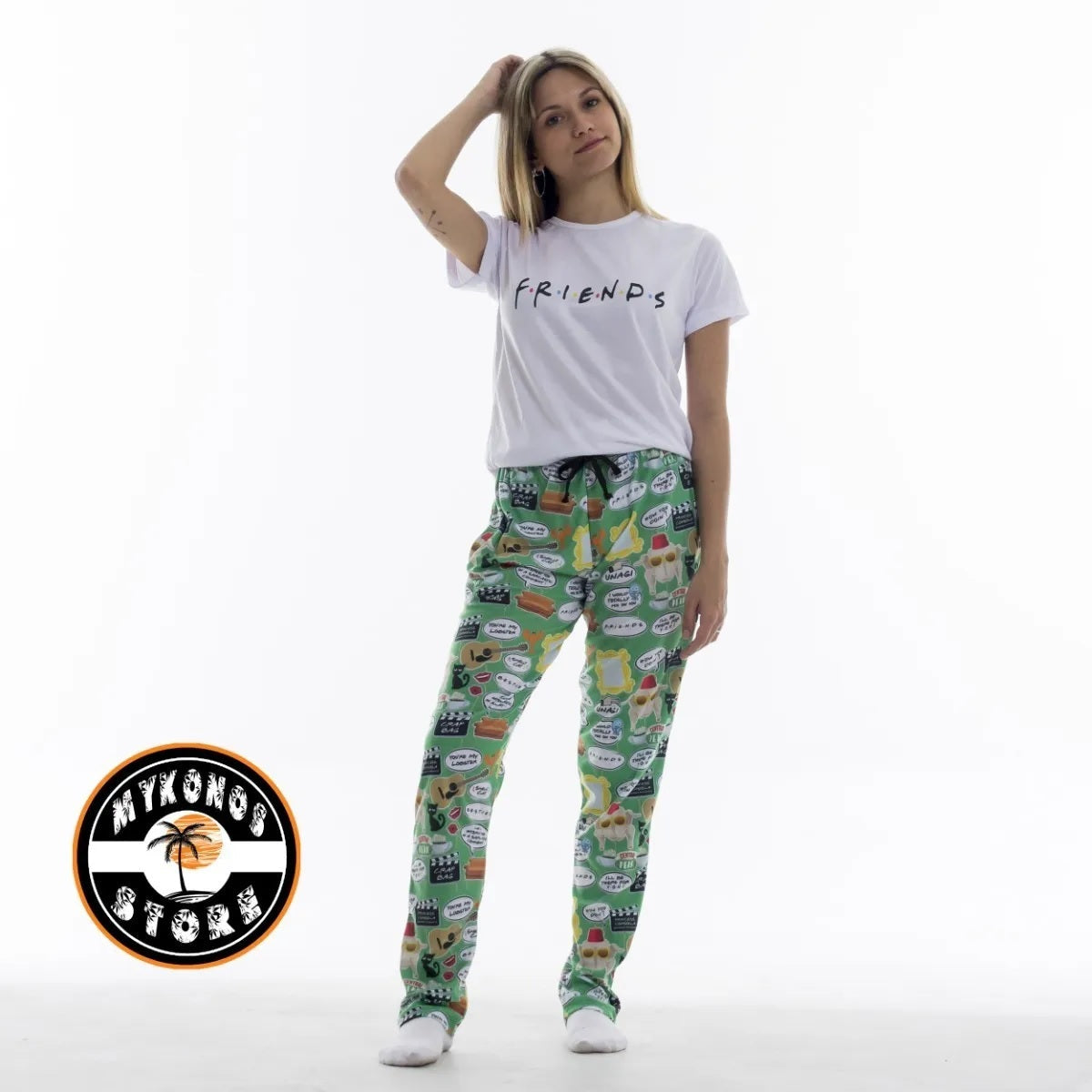 Conjunto Pantalon y Remera Manga Corta Blanca Friends