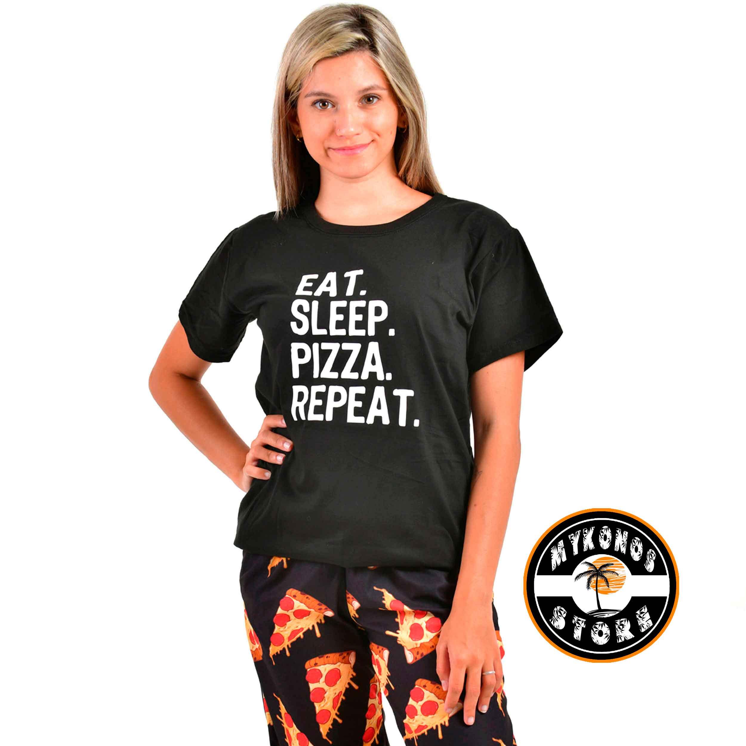 Conjunto Pantalon y Remera Negra Pizza Unisex